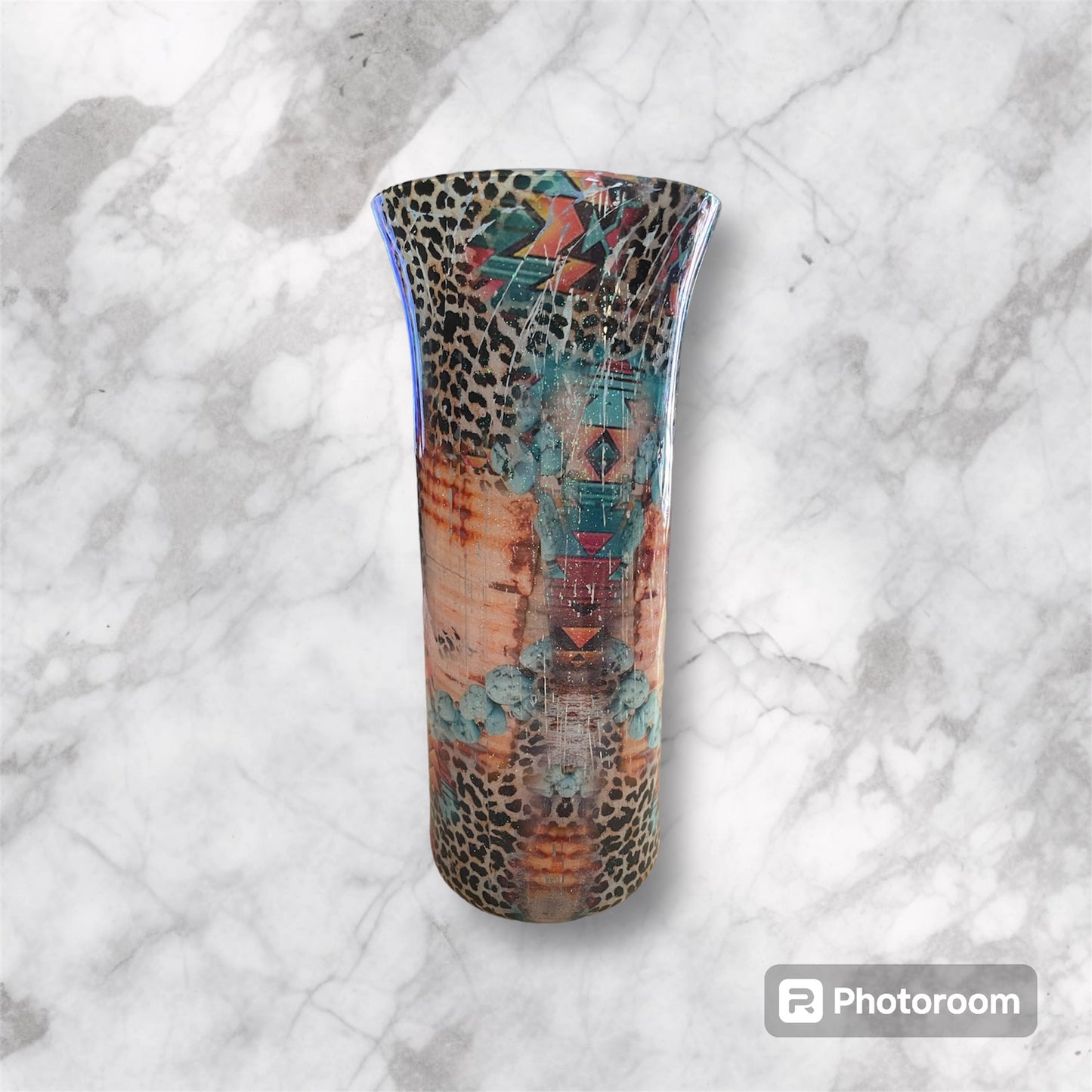 #82 Glass Vase Southwestern Design