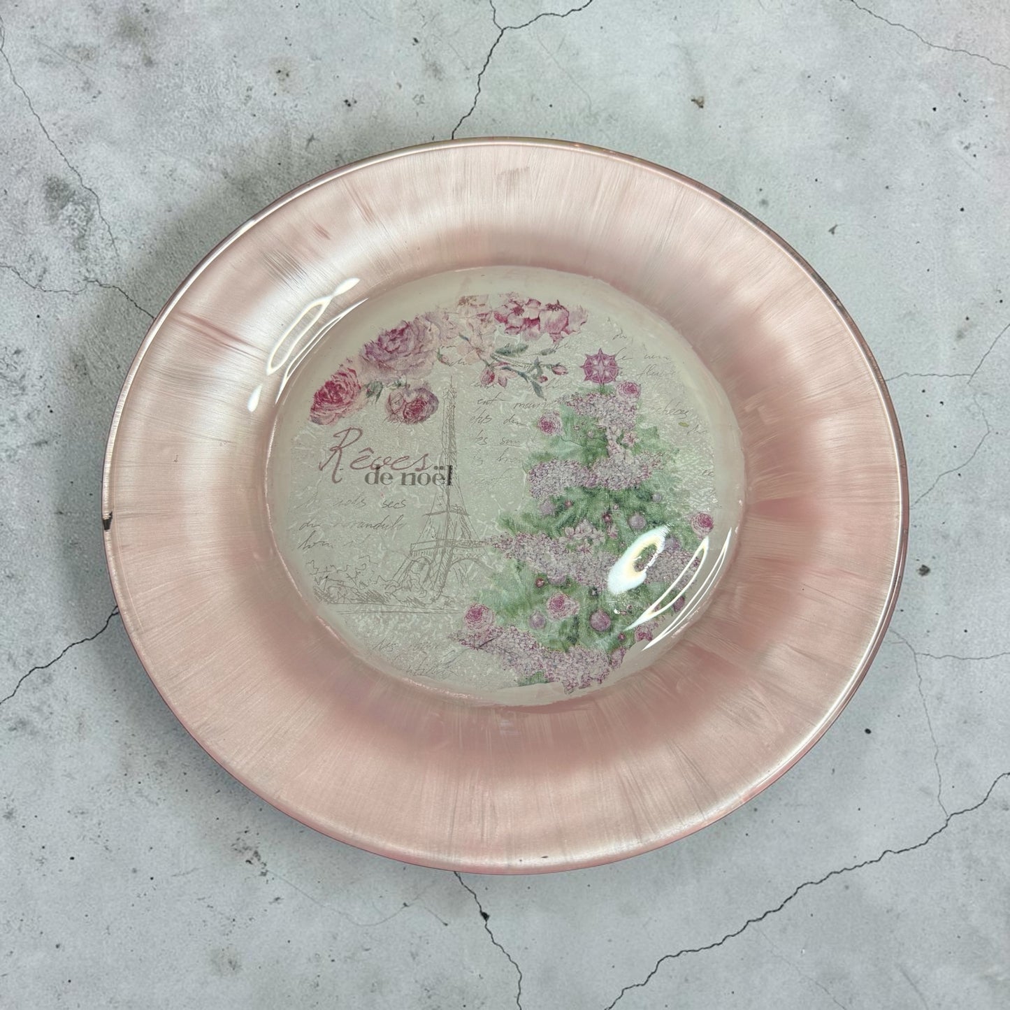 Pink Paris floral plate