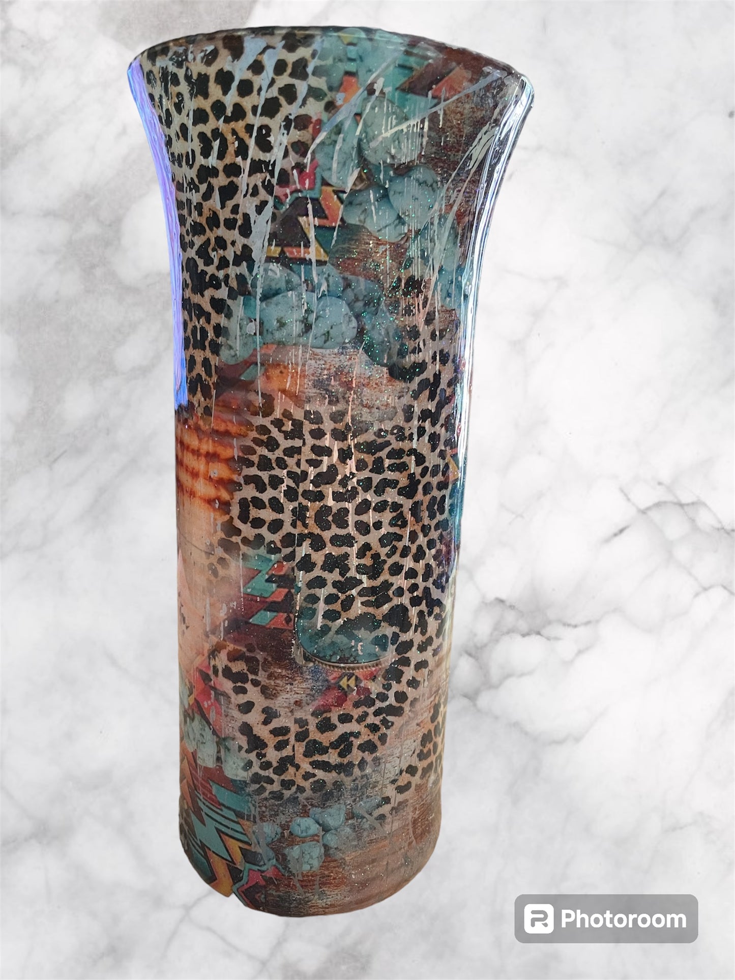 #82 Glass Vase Southwestern Design