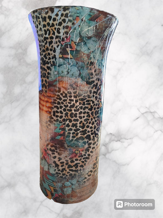 #82 Glass Vase Southwestern Design