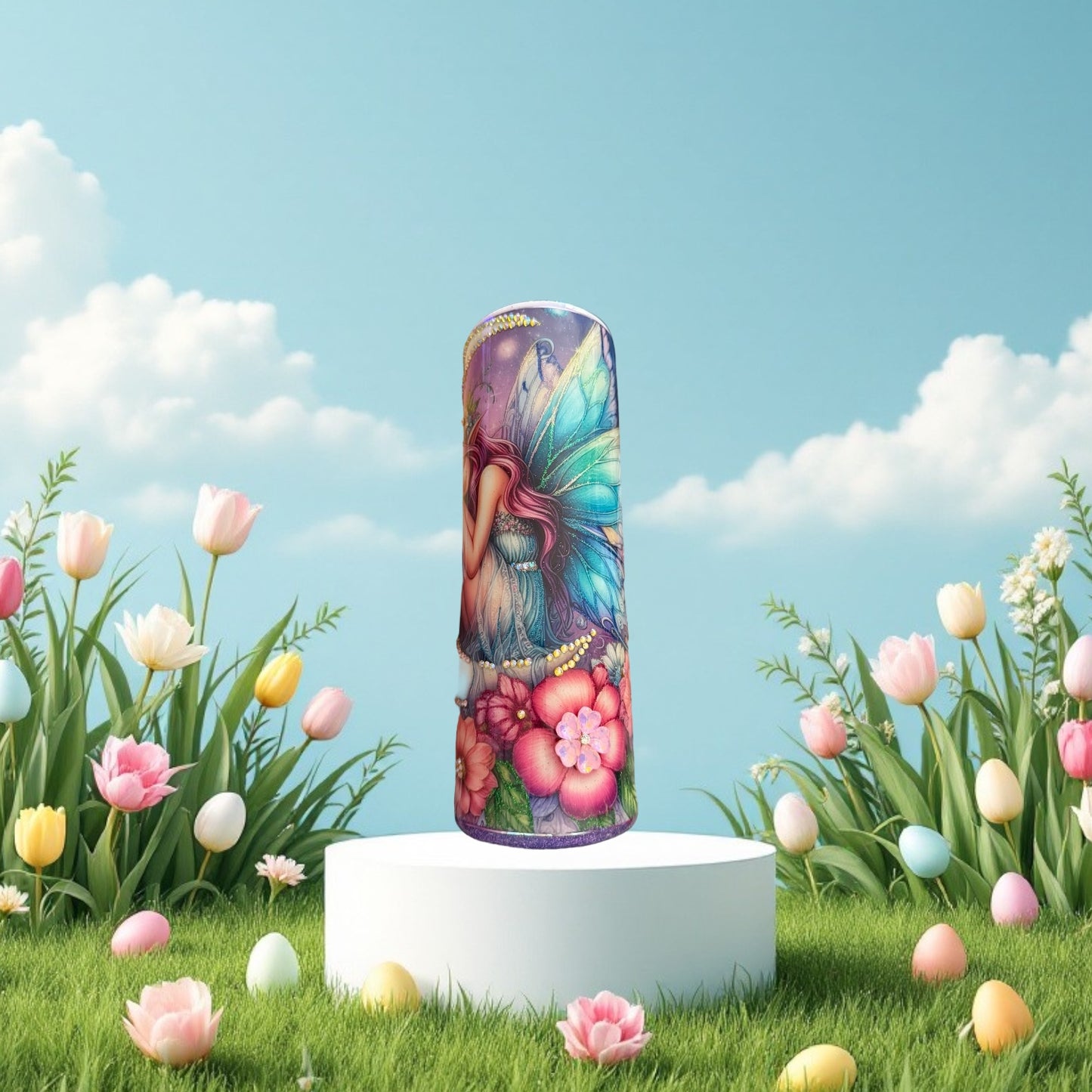 30 Ounce Fairy Moon Accented with Flowers and Butterflies