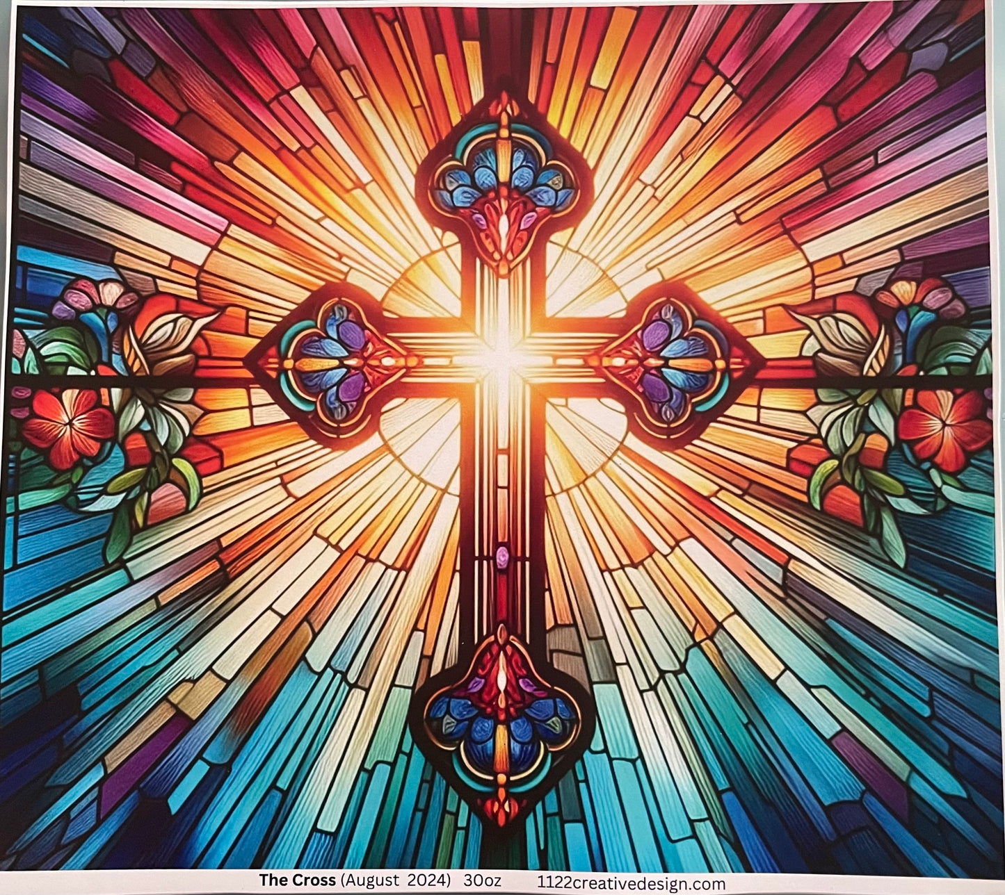 Cross stained glass 30 ounce