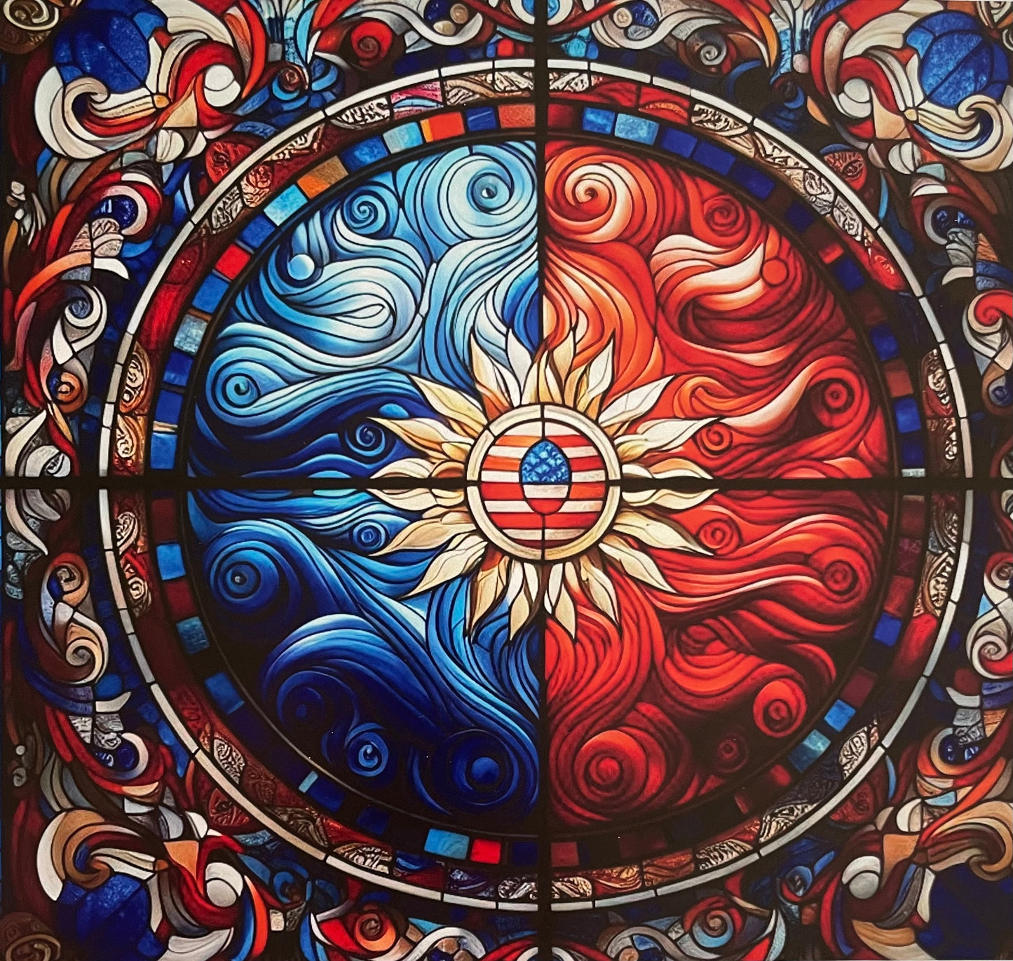 RWB Patriotic Flag 30 Ounce Detailed Stained Glass