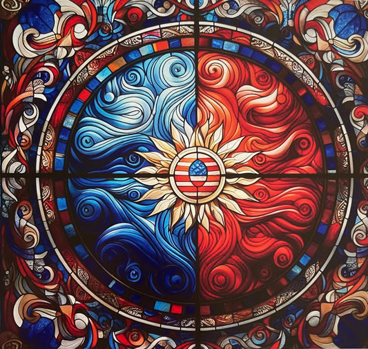 RWB Patriotic Flag 30 Ounce Detailed Stained Glass