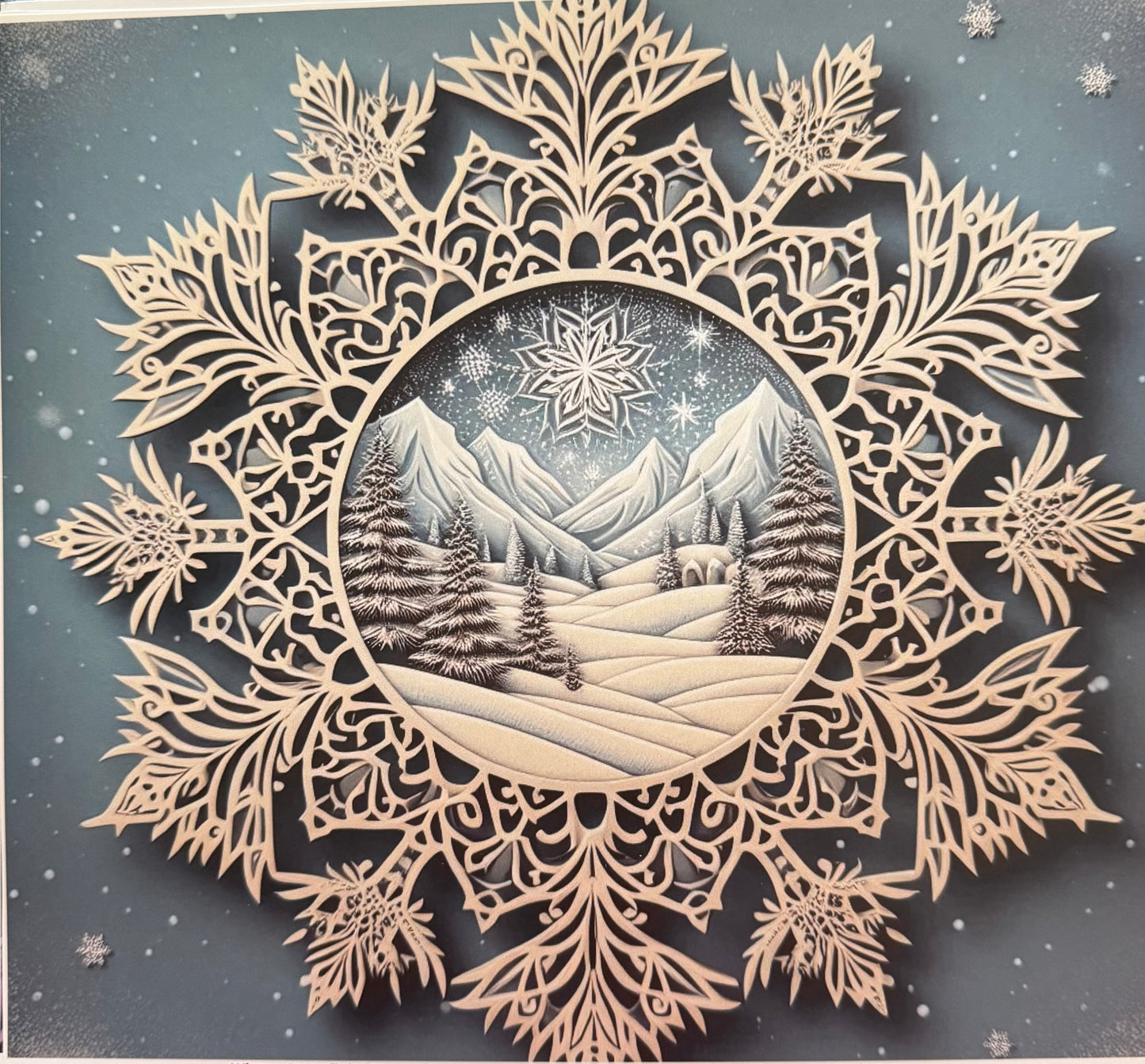 30 Ounce snowflake mountain Design. Accents Only