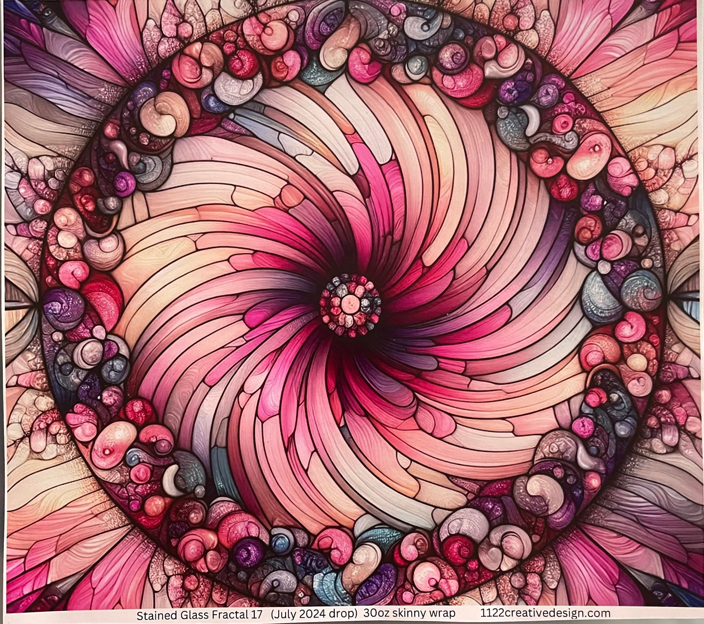 Pink fractal #17.  30 ounce. Detailed