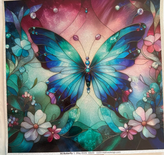 35 Ounce Butterfly Glitter Stained glass 1