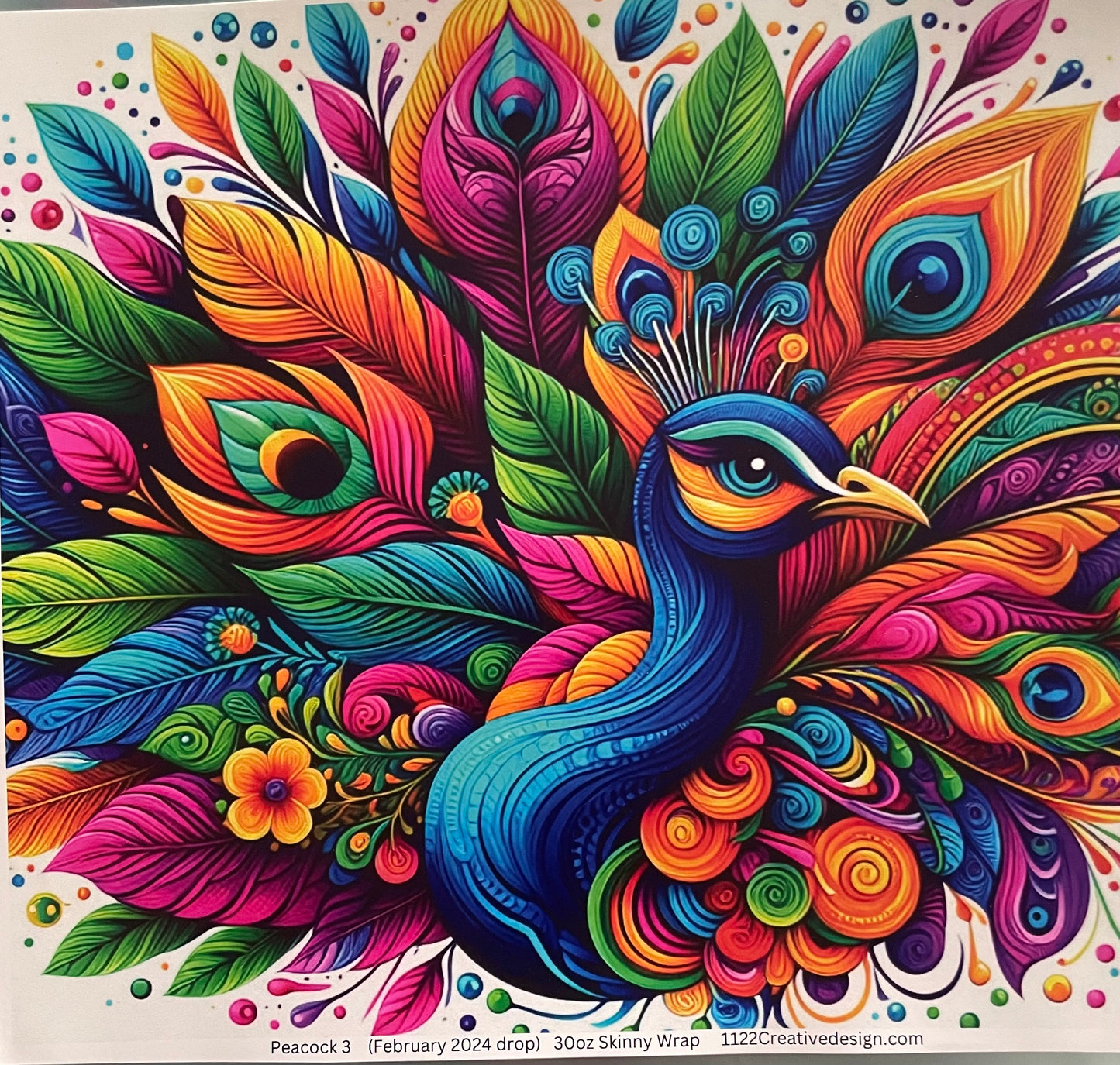 Colorful peacock #3   30 ounce