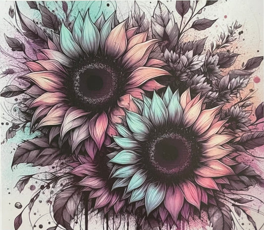 Pastel Watercolor Sunflowers 30 Ounce. Accents