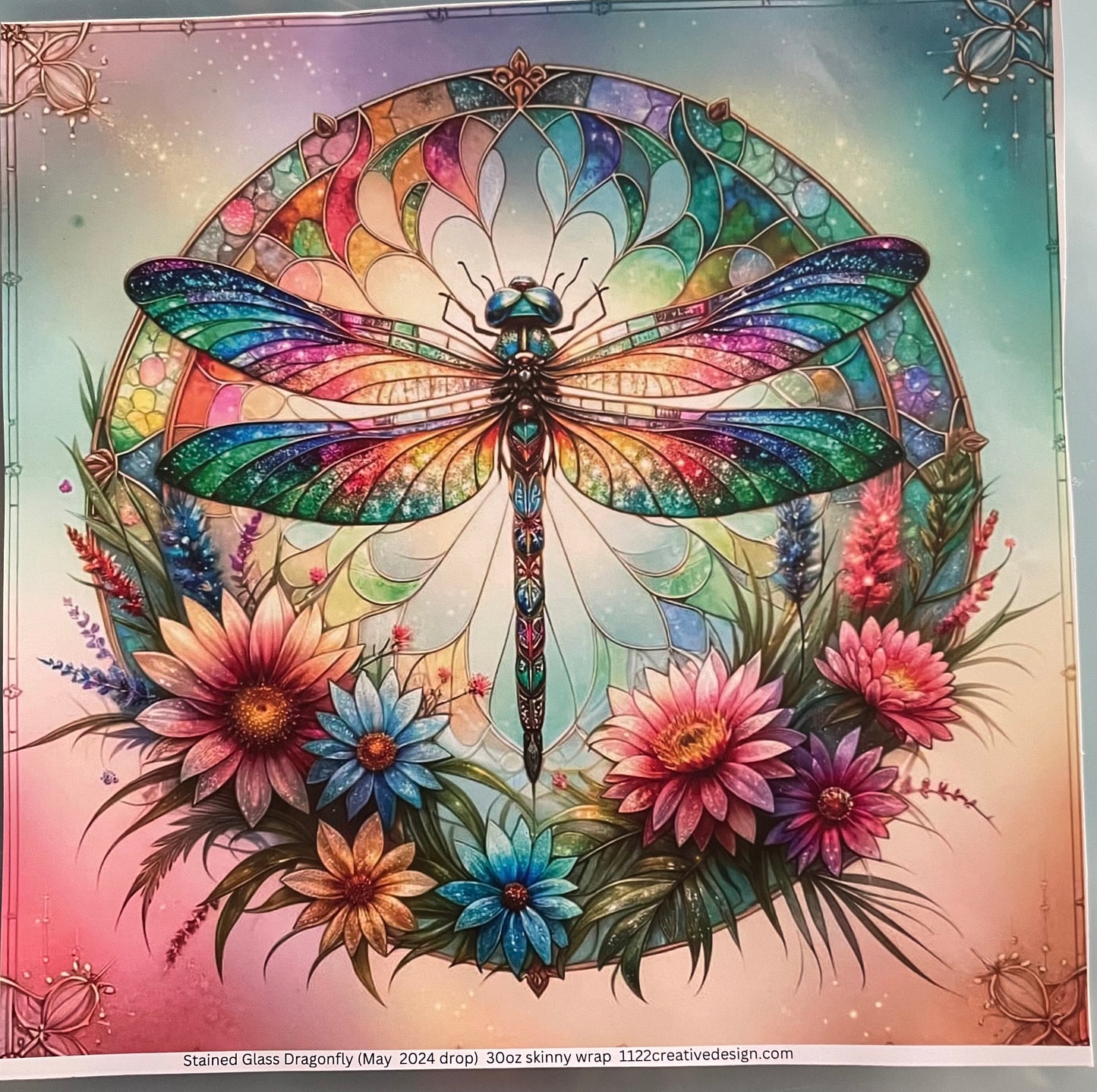 Stained glass dragonfly 30 ounce Accent Only