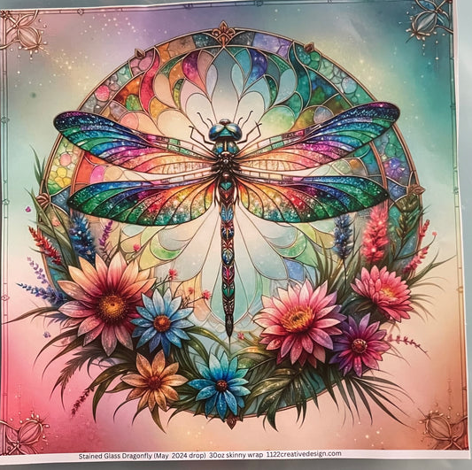 Stained glass dragonfly 30 ounce Accent Only