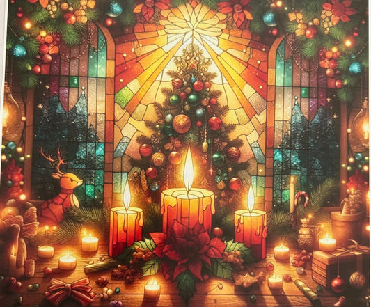 30 Ounce Stained Glass Christmas Tree Detailed