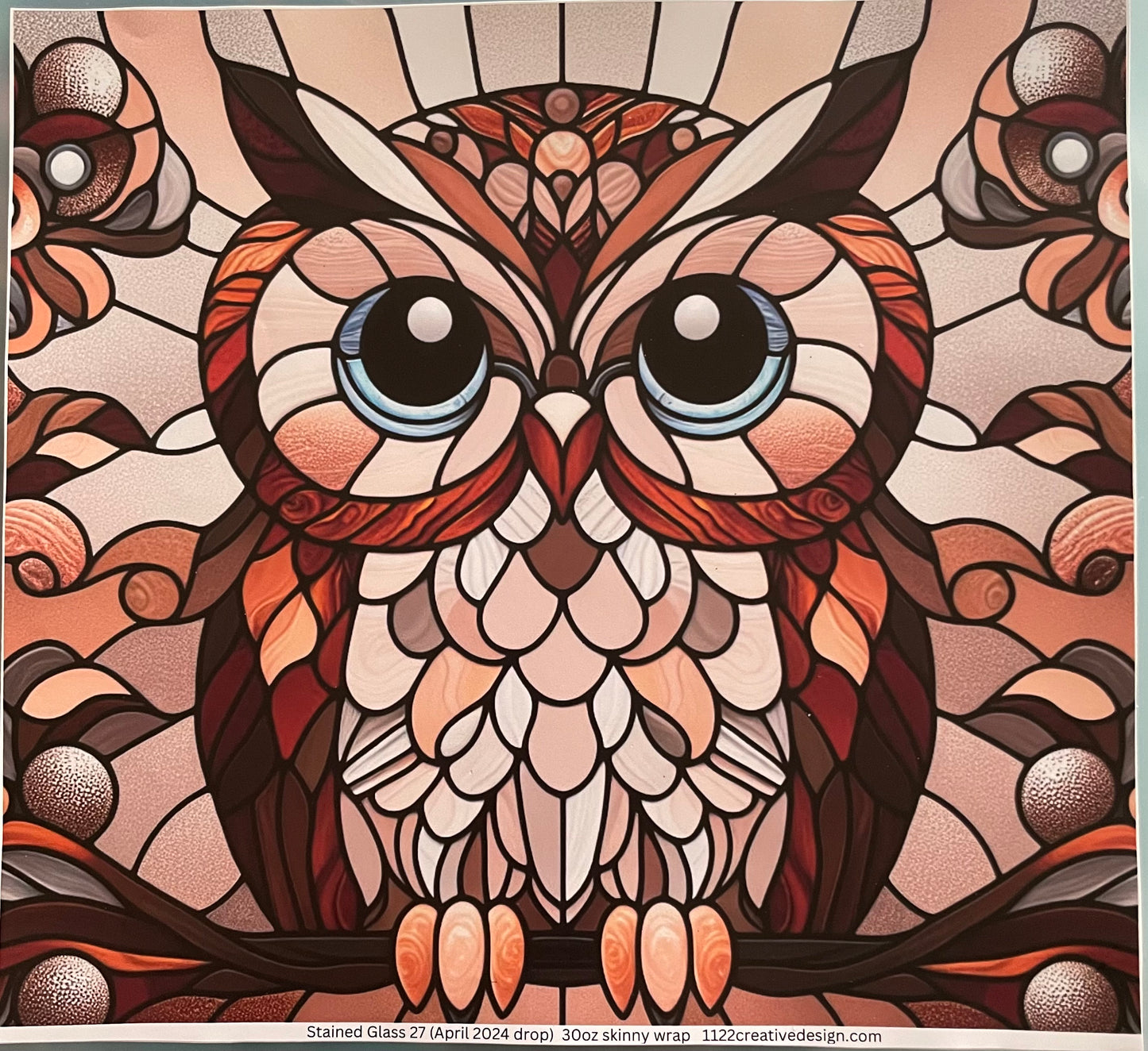 Owl Stained glass 30 Ounce