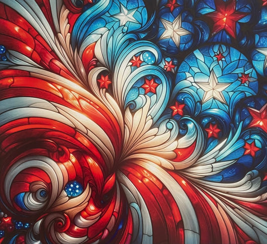 RWB Abstract Stained Glass 30 Ounce