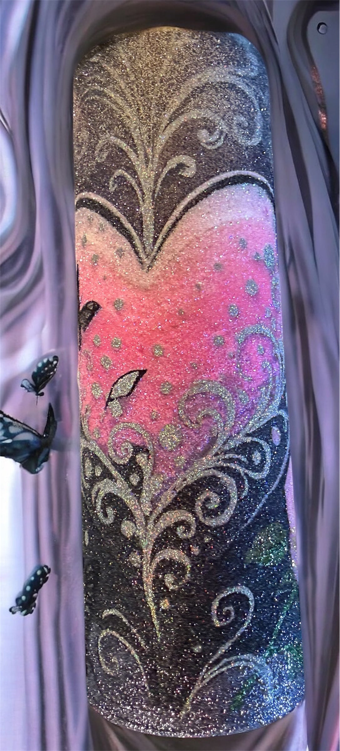 30 Ounce with Pink heart, black and silver accents