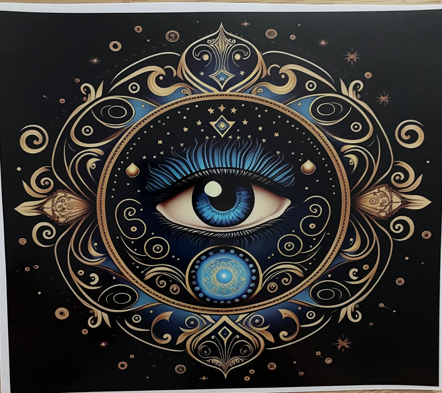 Celestial Blue Eye, Blue and Gold 20 Ounce. Accents