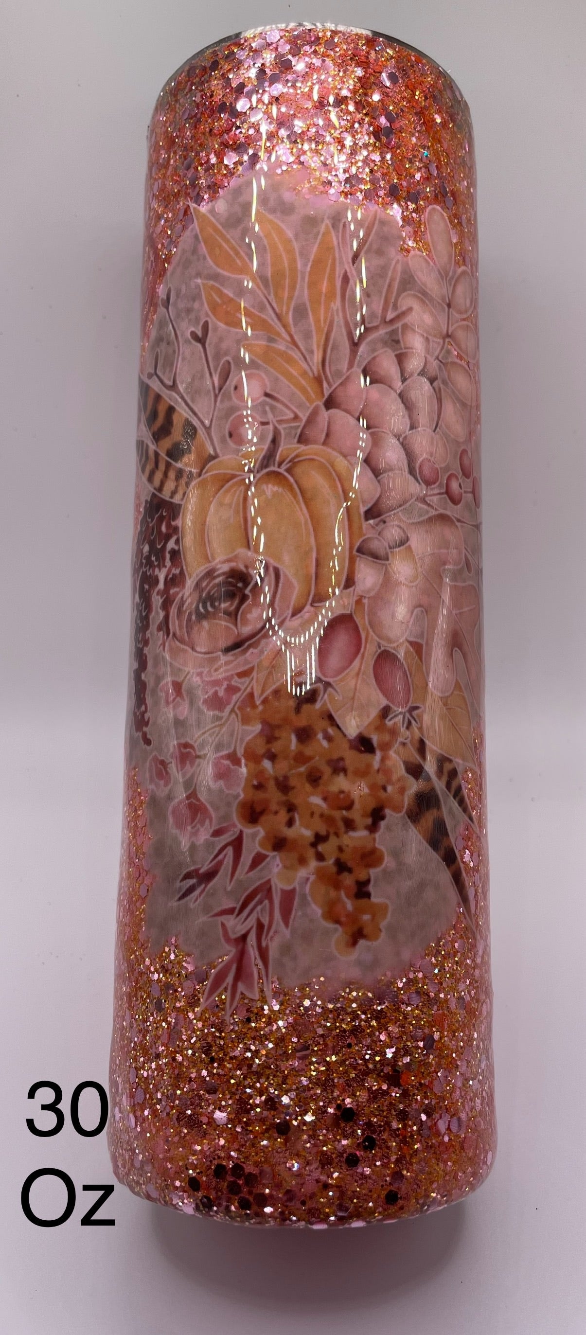 Floral  and Butterfly Glitter Base Tumbler