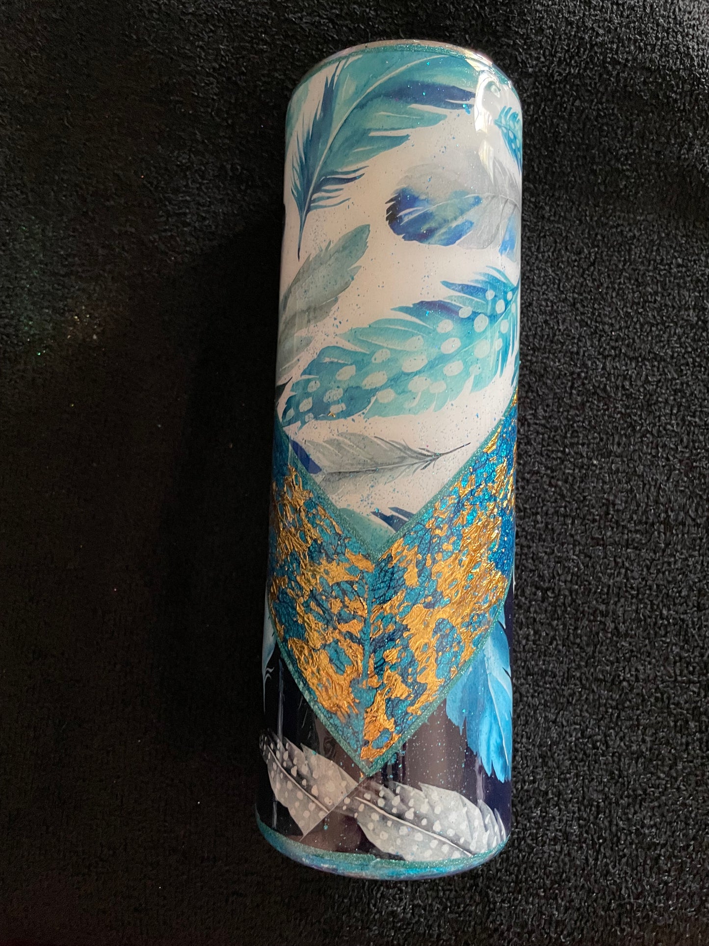 30 Ounce Blue Feathers Lacey V