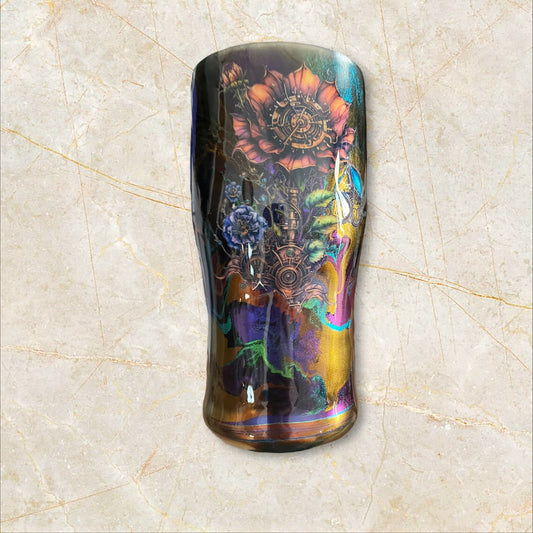 #75. Alcohol inks with steampunk, flowers 20 ounce modern curve