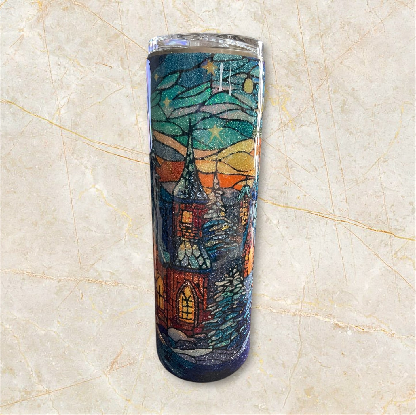 #18   Stained Glass. 30 Ounce.  Winter Village