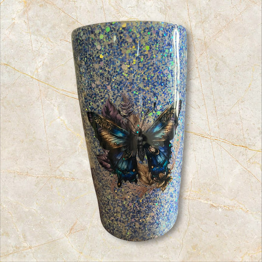 #33.  Blue glitter blue butterfly steampunk