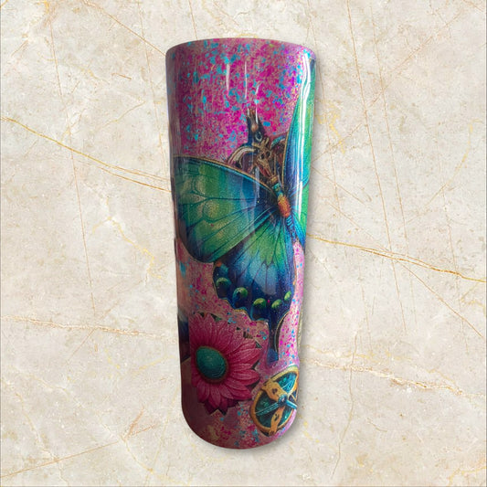 #34.  Pink pigment with butterflies