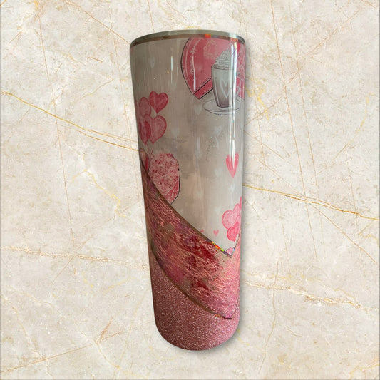 #35.  Pink heart Lacey v. 30 ounce