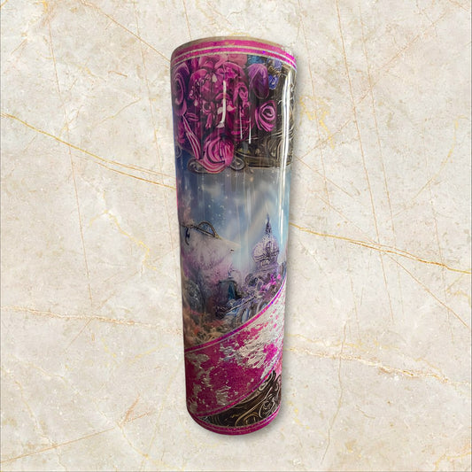 #32 Twisted Lace  pink floral 30 ounce strawbler