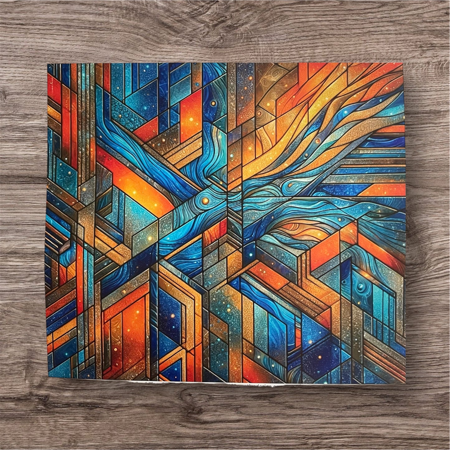 Blue orange stain glass 30 Ounce Detailed