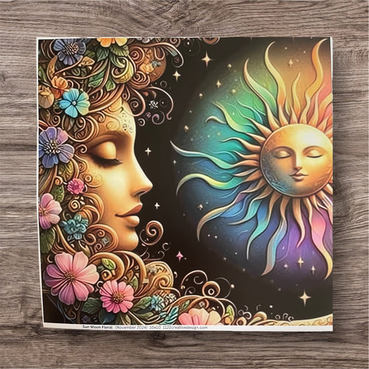 Sun moon, floral, 35 ounce