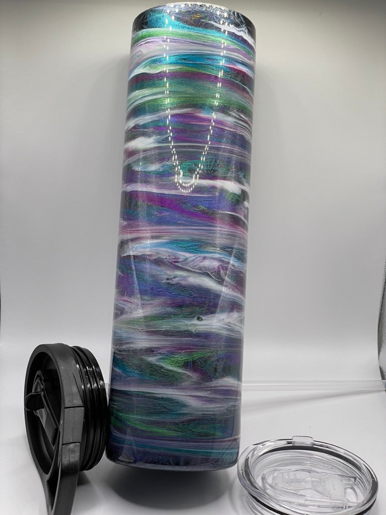 35 Ounce Skinny Purple, teal, blues over foils