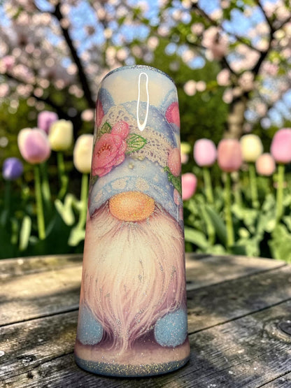 30 ounce gnome, wearing a bunny, eared hat