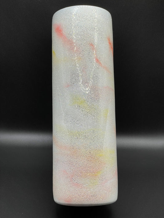 30 Ounce Skinny Marble Orange, Yellow and Silver