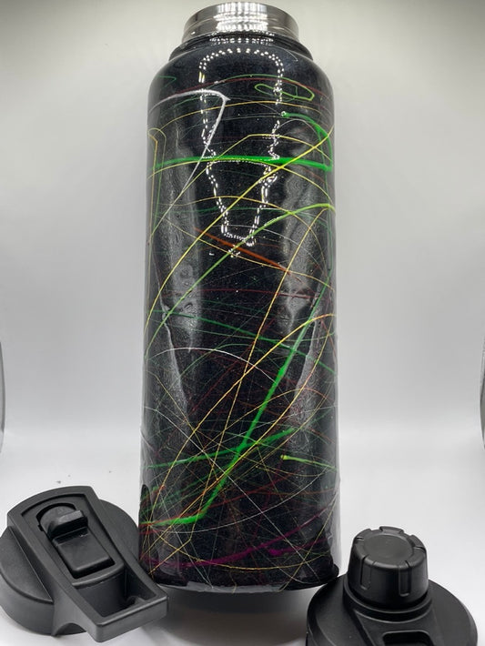 40 Ounce Hydro Black with Multi Color Lines