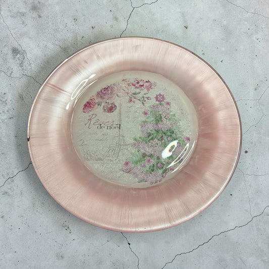 Pink Paris floral plate