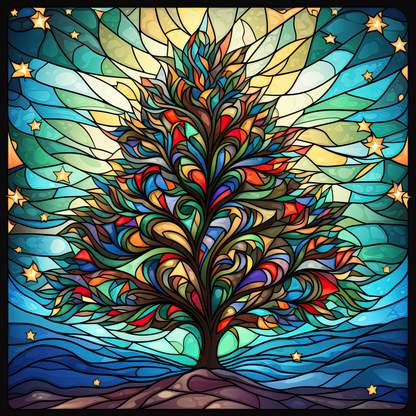 30 ounce Christmas Tree Stained Glass Technique