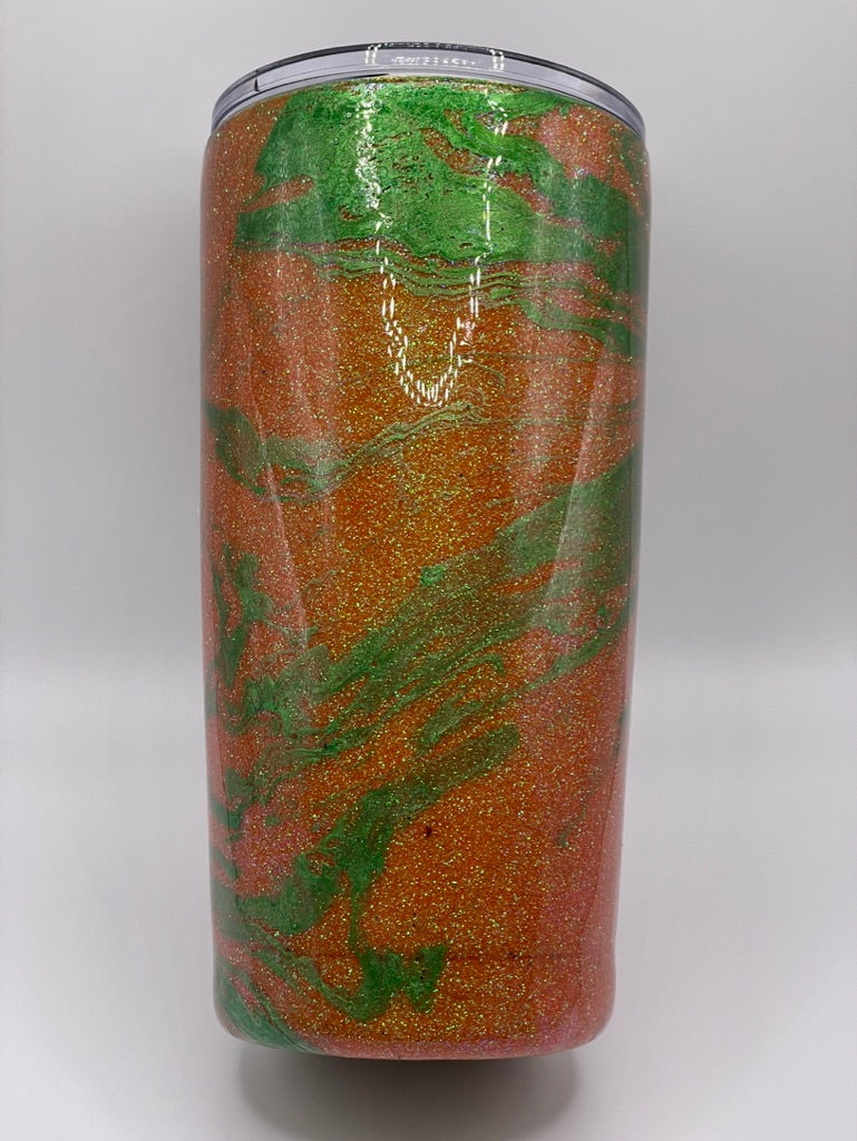 20 Ounce Modern Curve Hydro Dipped Orange and Green