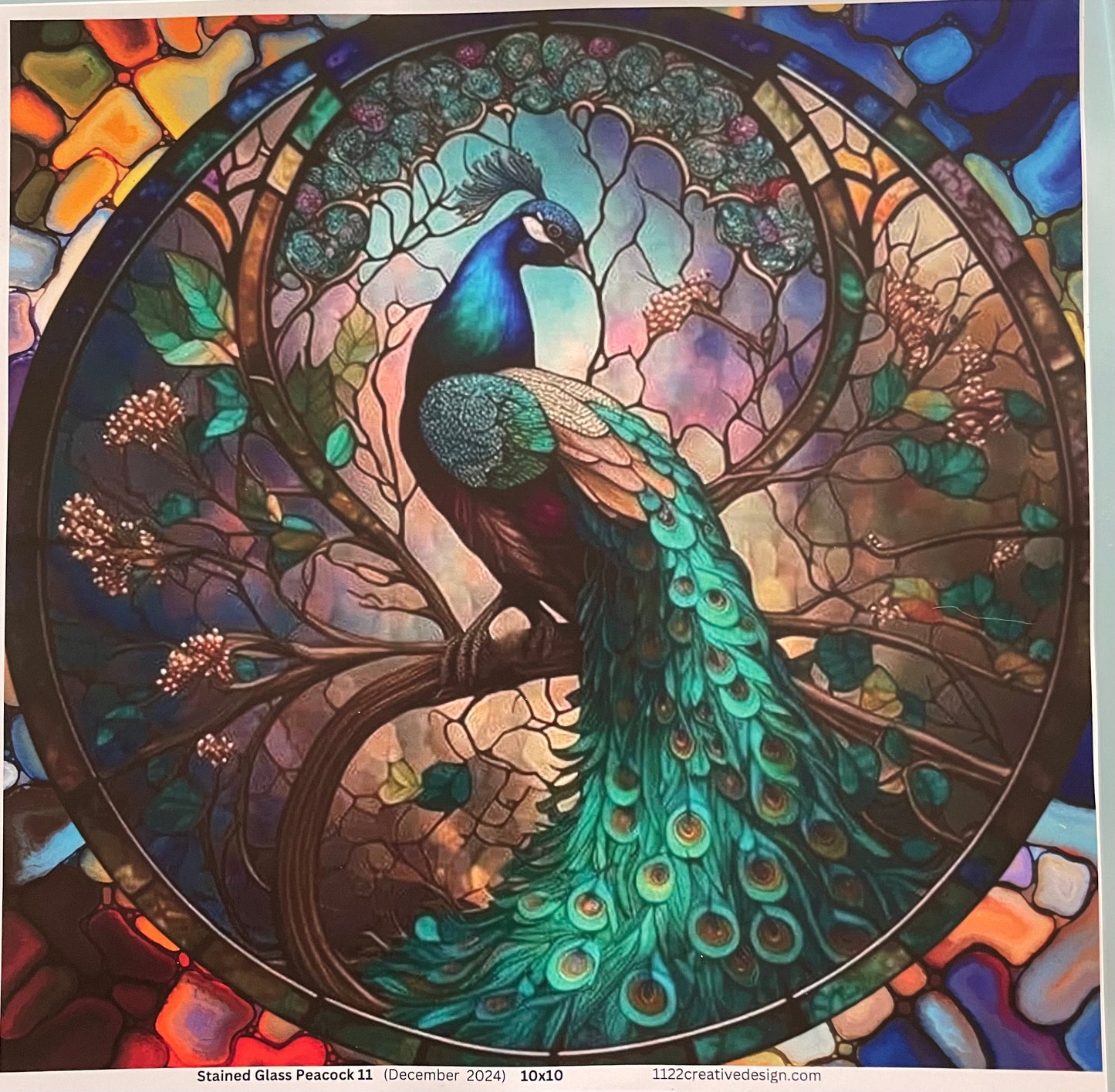 Stained glass peacock #11 35 ounce