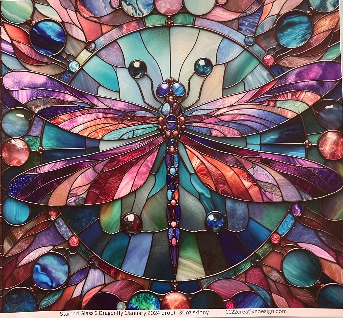 Dragonfly stained glass 30 ounce