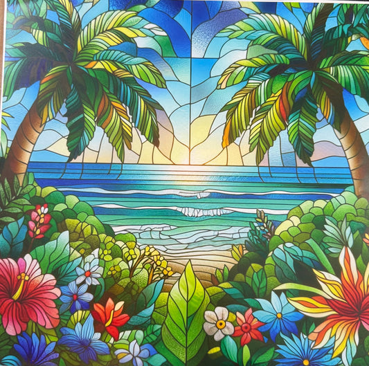 35 Ounce Caribbean tumbler w/palm tree handle