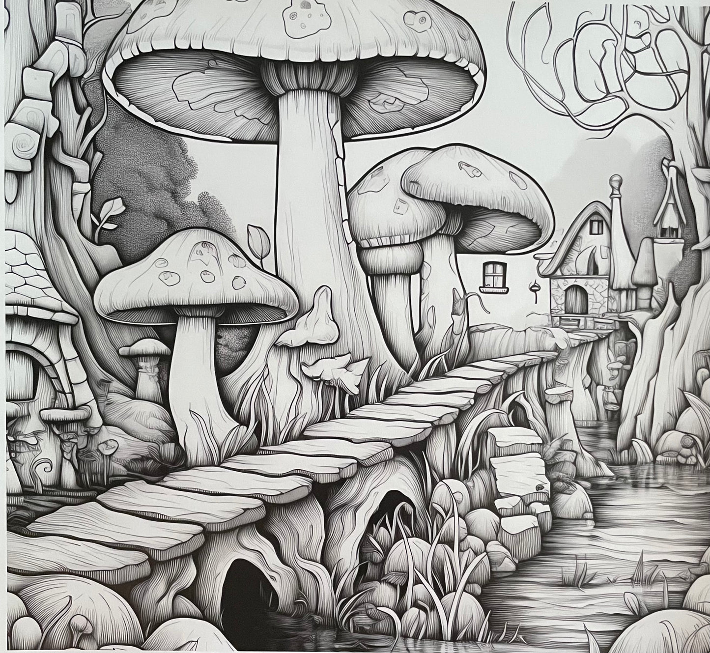 Black White Shroom River Village