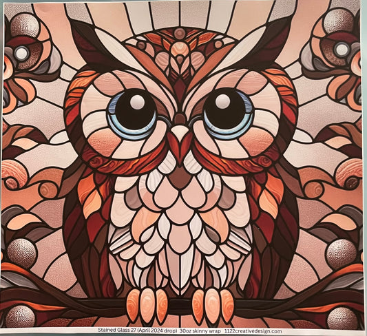 Owl Stained glass 30 Ounce