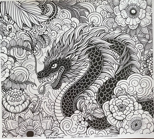 Customizable BW Dragon Floral