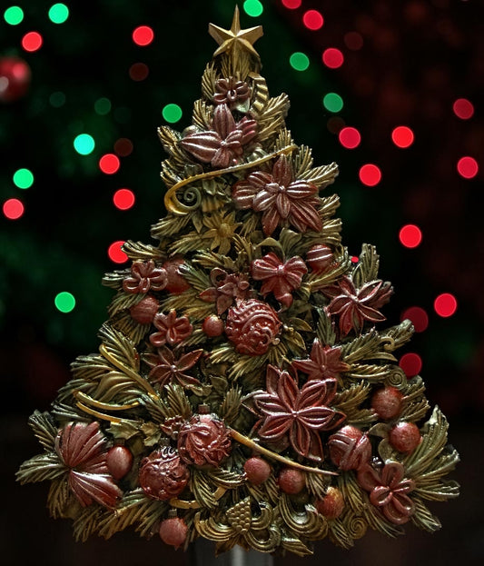 Christmas tree with frosted red, ornament or Acrylic stand