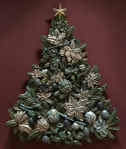 Christmas tree, blue silver ornament or Acrylic stand