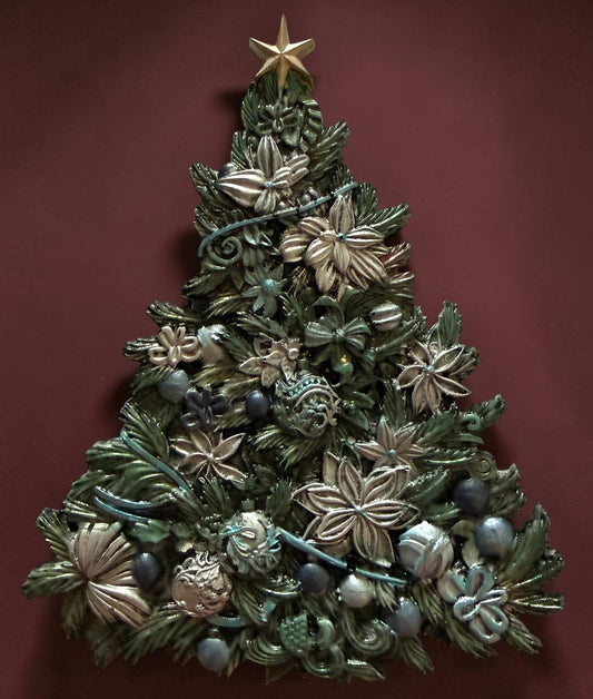 Christmas tree, blue silver ornament or Acrylic stand