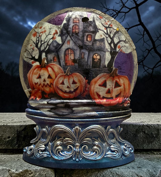 Pumpkin haunted house, magnet, or ornament