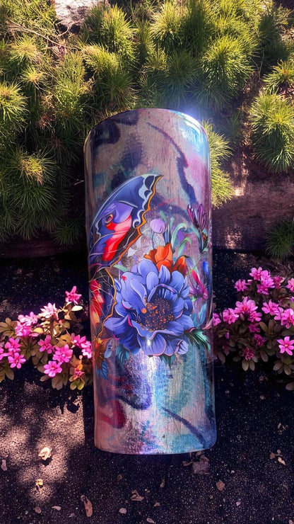 20 Ounce Butterfly on Colorful Foil Background