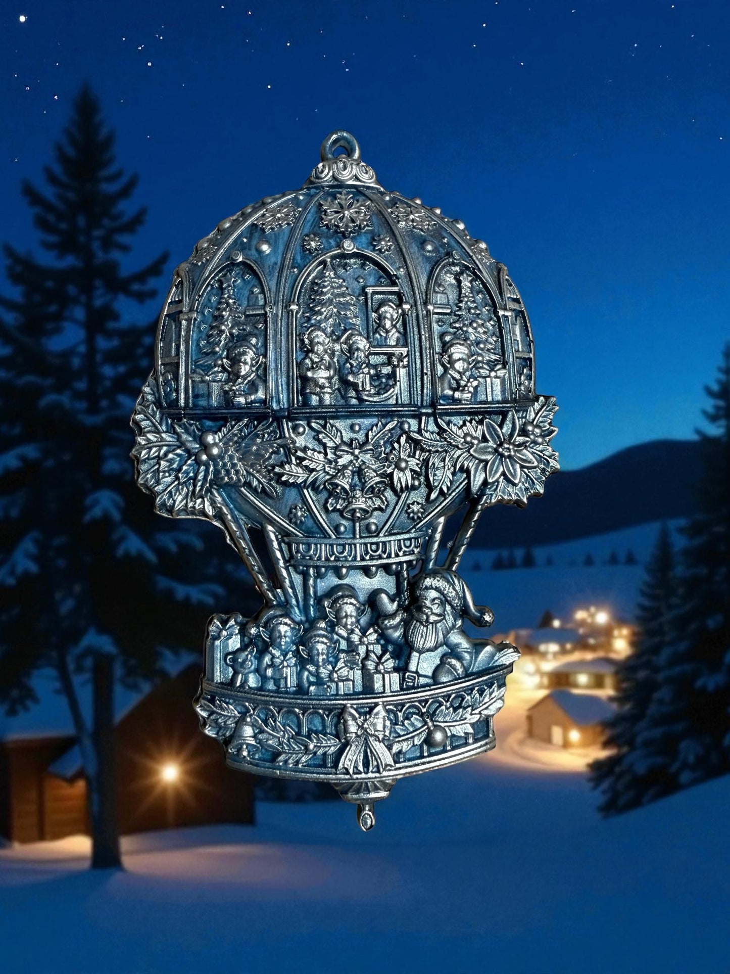 Christmas ornament Santa, hot air balloon (1)