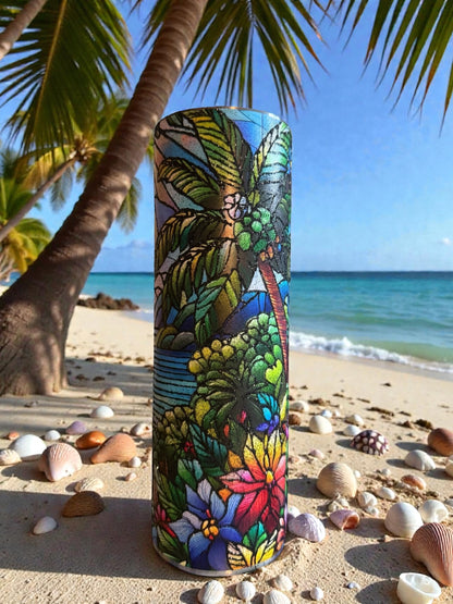 30 Ounce stained glass Beach scene